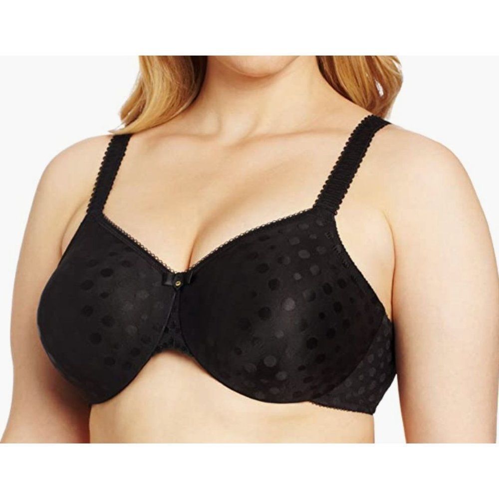 Wacoal Black Full Figure Spot On Polka Dot Seamless Underwire Bra 36G No Padding